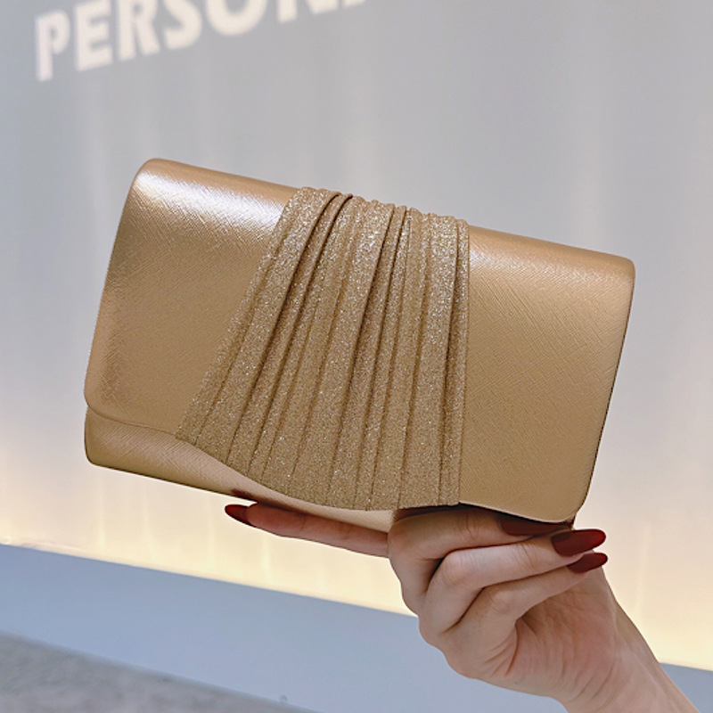 Women Bags Golden - حقيبة يد مسائية صغيرة ذهبية للنساء،