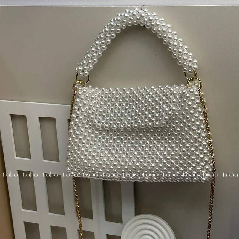 Women Bags Golden - محافظ من حبات اللؤلؤ للنساء ،