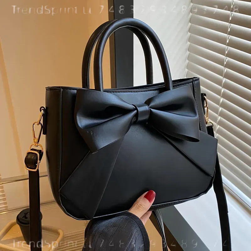 حقيبة يد أنيقة سوداء بفيونكة ل - مراجعة Women Bags Golden وسعره
